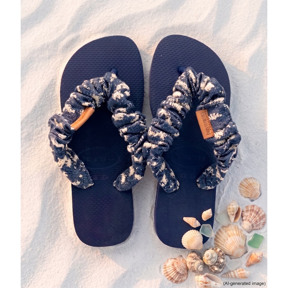 EXCLUSIVE!  W's 7/8 Havaianas TOP Denim Ruffle flip flops / sandals | TOPS0010